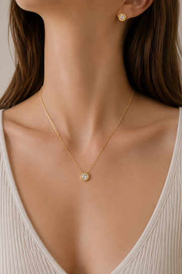 Gold Crystal Bezel Jewelry Set