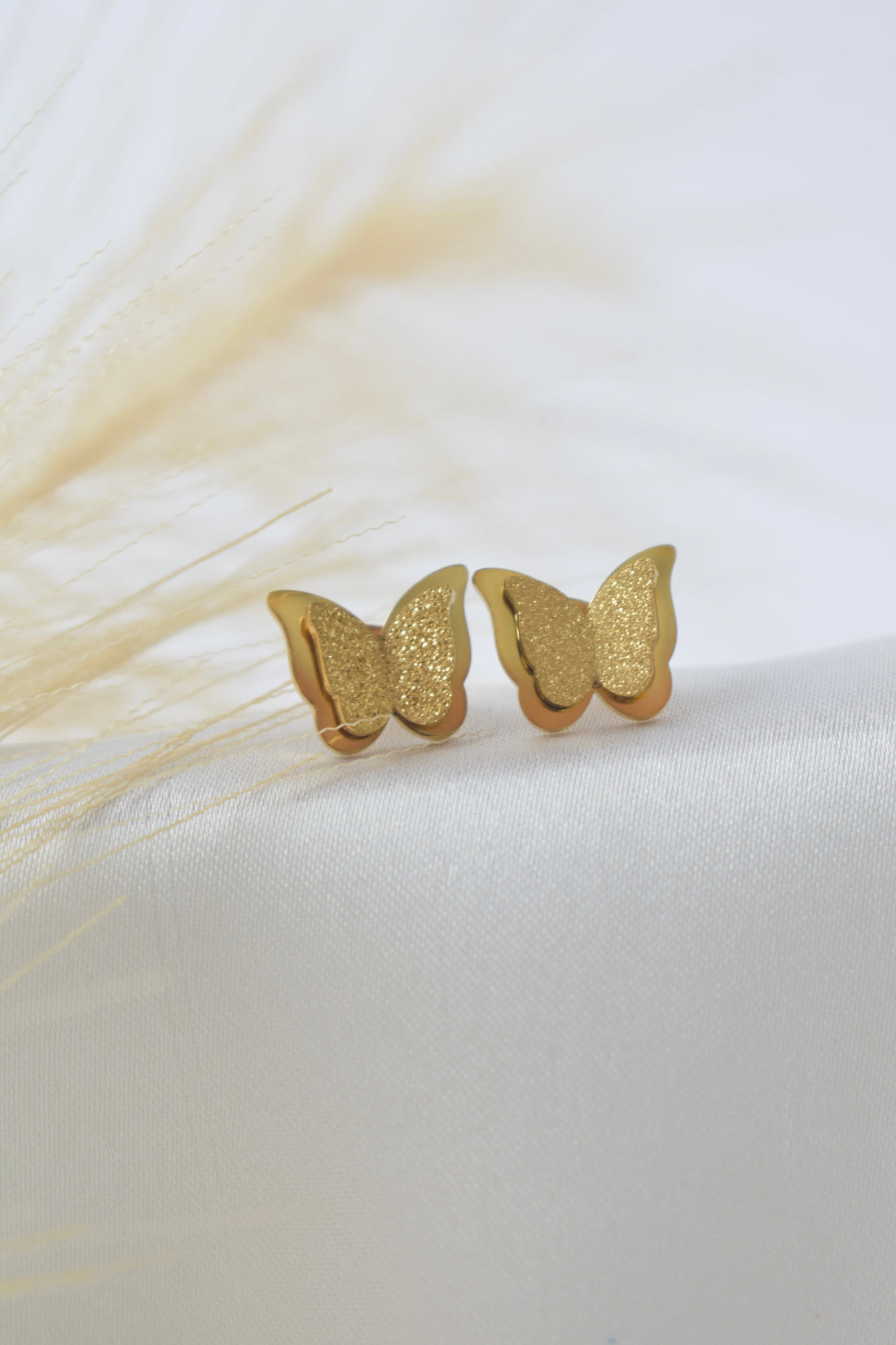 Golden Butterfly Stud Earrings – Elegant Women's Jewelry