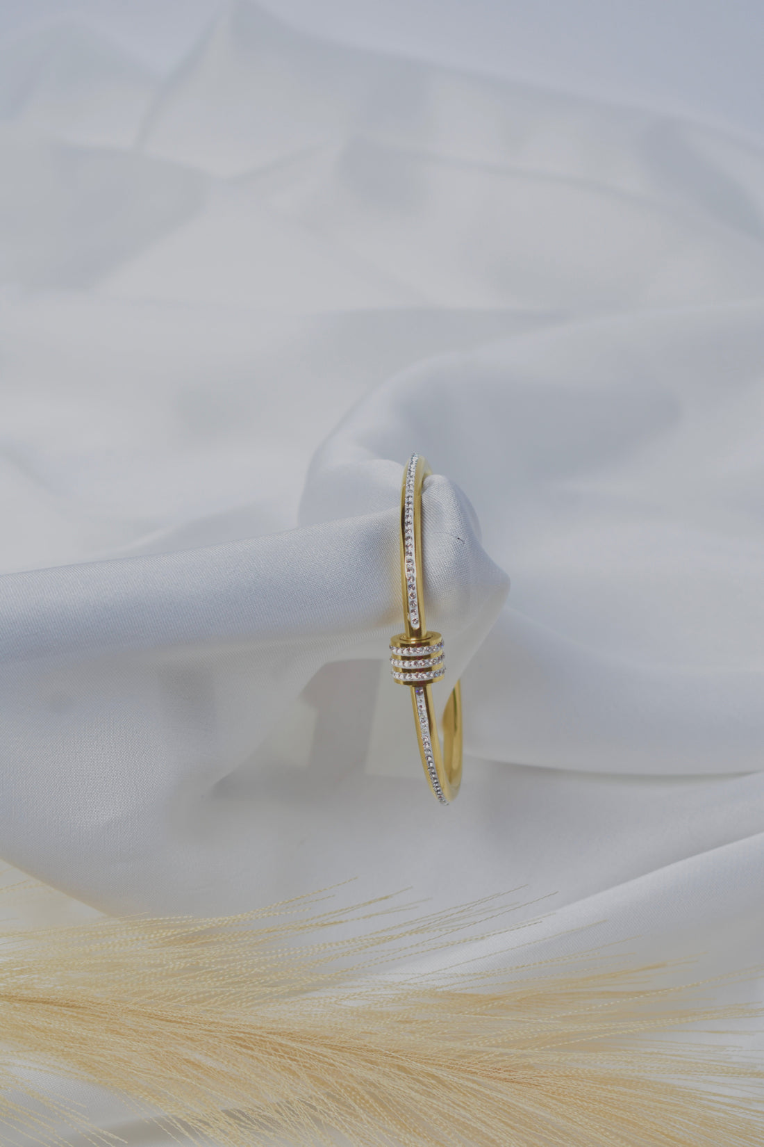 Knot Design Gold Bangle – Micro Pave CZ Love Knot Cuff Bracelet