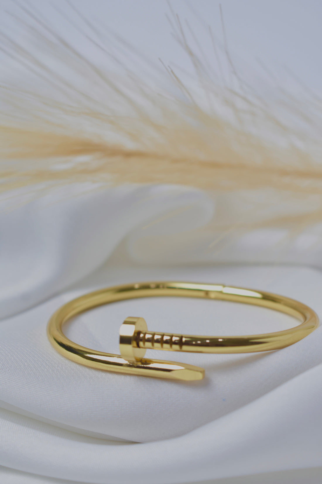 Nail Bangle Bracelet – Gold-Tone Edgy Statement Cuff for Women
