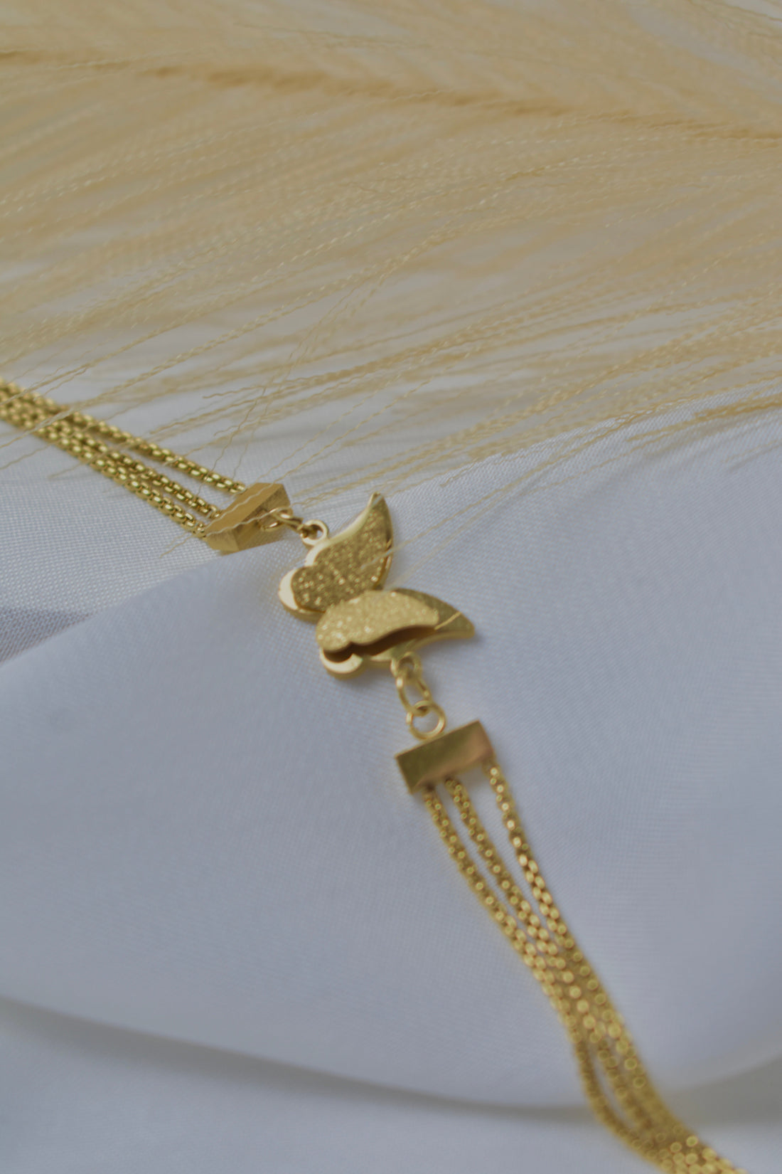 Dainty Butterfly Charm Bracelet – Gold-Tone Multi-Strand Chain