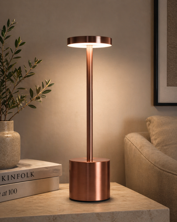 Copper Glow Cordless Table Lamp – Rechargeable LED for Modern Homes