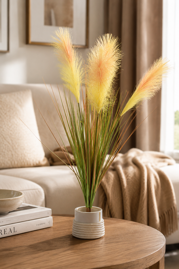 Artificial Pampas Grass with Ceramic Pot