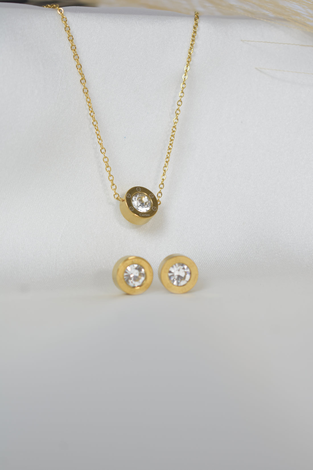 Gold Crystal Bezel Jewelry Set