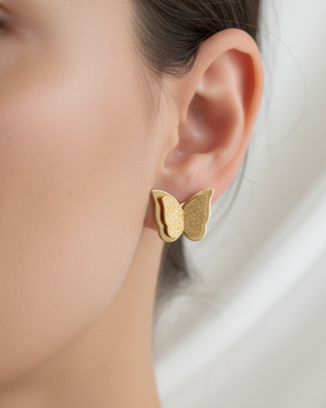 Golden Butterfly Stud Earrings – Elegant Women's Jewelry