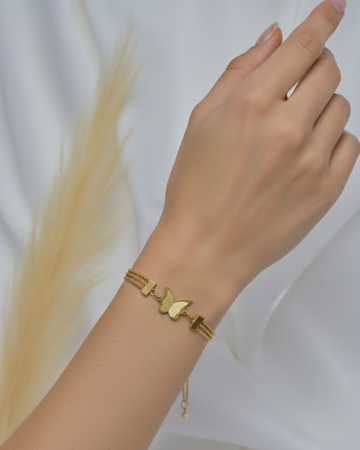 Dainty Butterfly Charm Bracelet – Gold-Tone Multi-Strand Chain