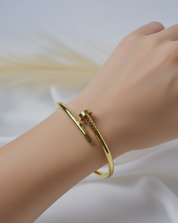 Nail Bangle Bracelet – Gold-Tone Edgy Statement Cuff for Women